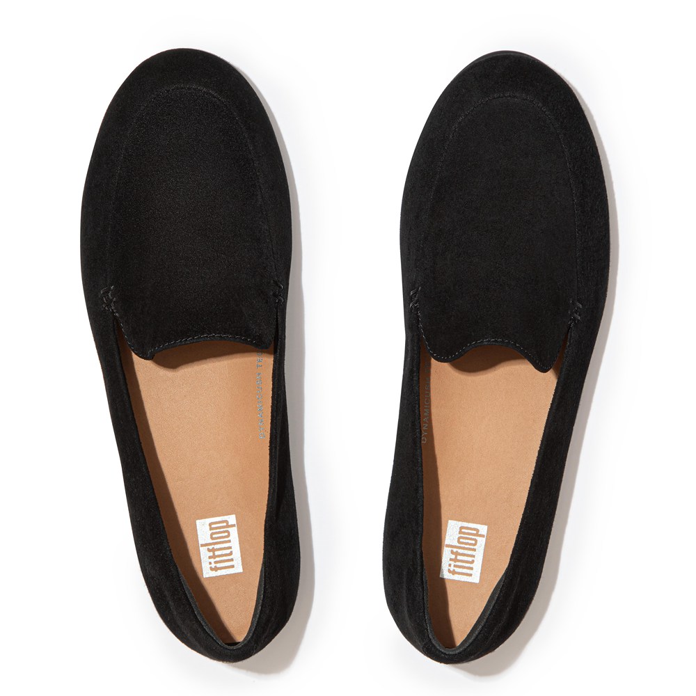 Fitflop Womens Loafers Black - Lena Suede - 90UHCROFZ